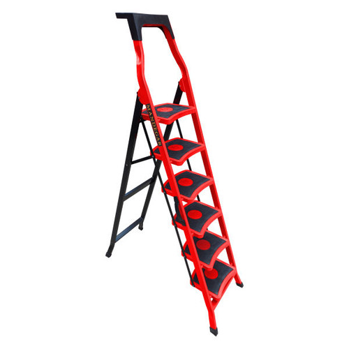 نردبان 6 پله سما ماندگار آهنی دارای جا ابزار پروفیل۴×۲ پله‌ی ۳۱×۲۴ تحمل وزن ۱۲۰ کیلو