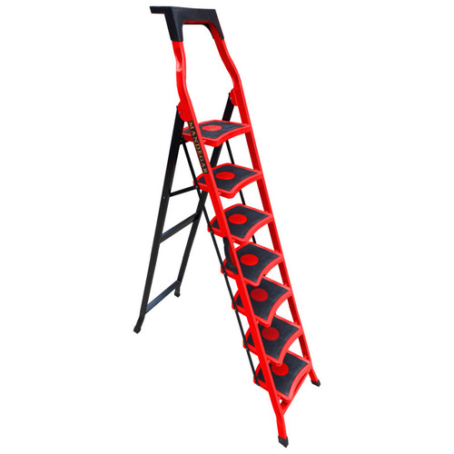 نردبان 7 پله سما ماندگار آهنی دارای جا ابزار پروفیل۴×۲ پله‌ی ۳۱×۲۴ تحمل وزن ۱۲۰ کیلو